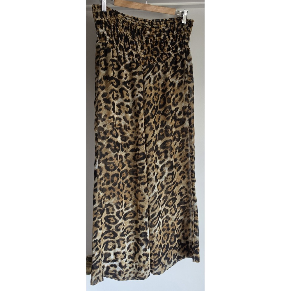 Show Me Your Mumu Pants Brown Black Leopard Print Boho Wide-Leg Trousers Slacks
